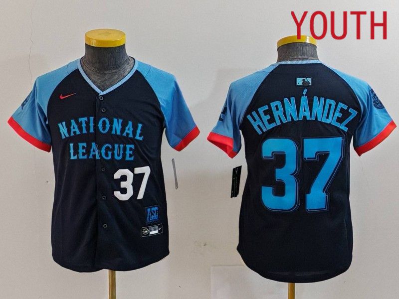 Youth Los Angeles Dodgers 37 Hernandez Blue All star 2024 Nike MLB Jersey style 7262